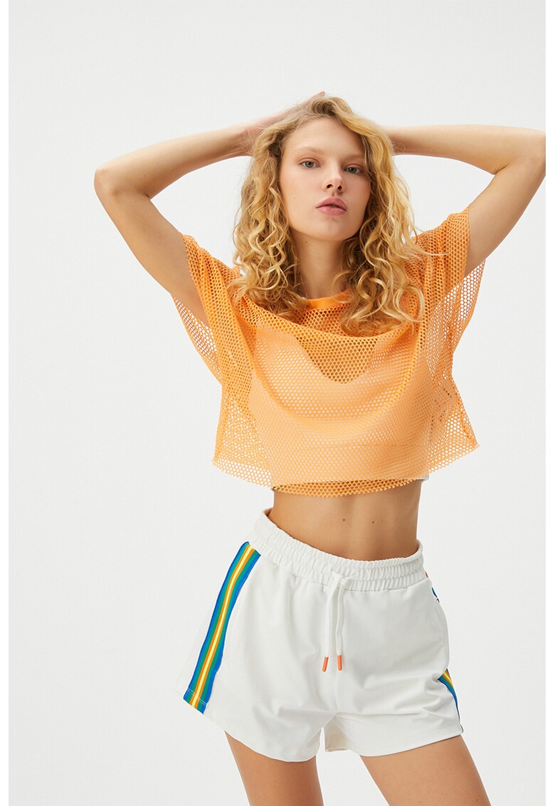 Tricou crop lejer de plasa