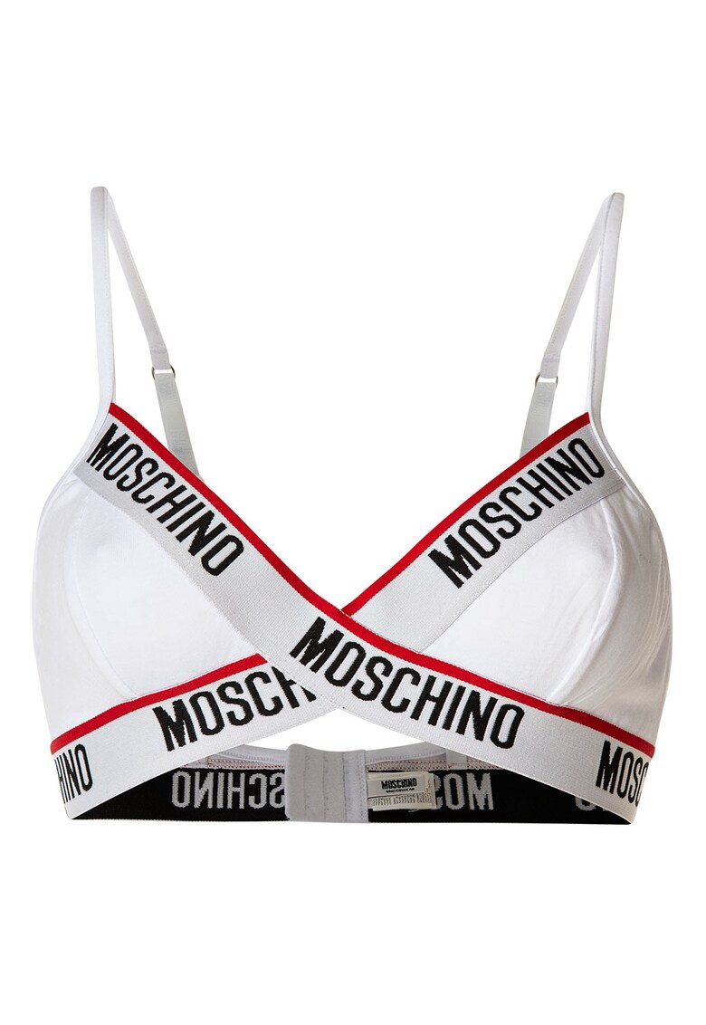 Sutien cu cupe triunghiulare si benzi logo