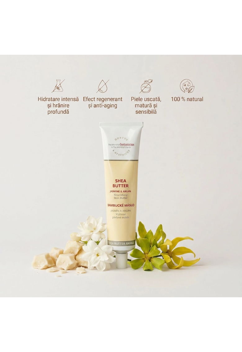 Unt de fata nutritiv - cu Unt de Shea - ulei Iasomie si Argan - 100 g - 100% natural - pentru pielea uscata - matura si sensibila - hidratare intensa si catifelare