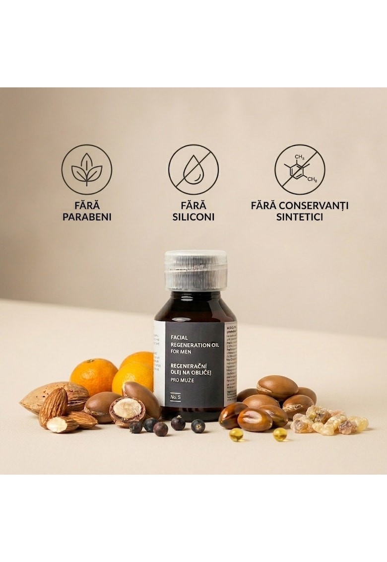 Ulei de fata Regenerator pentru Barbati - 50ml - fara parabeni - siliconi - parfumuri sintetice sau conservanti artificiali - 100% natural