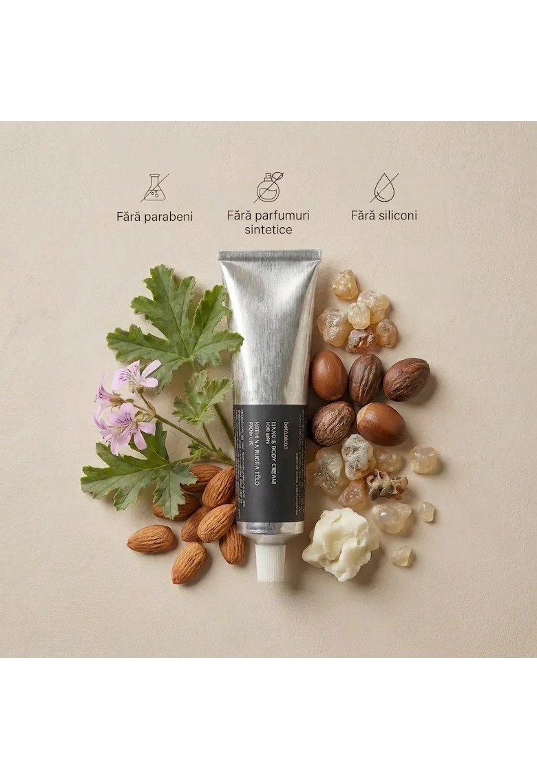 Crema de maini si corp pentru Barbati - 100g - fara parabeni si siliconi - pentru pielea uscata - crapata sau iritata - formula hranitoare si rapid absorbanta