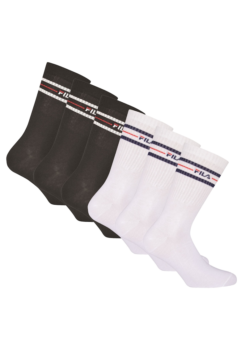 Fila Set de sosete lungi unisex cu logo - 6 perechi - Alb/Negru