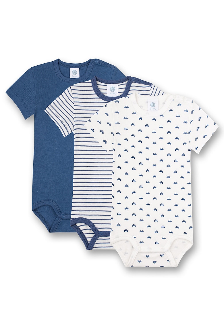 Set de body-uri de bumbac cu model - 3 piese