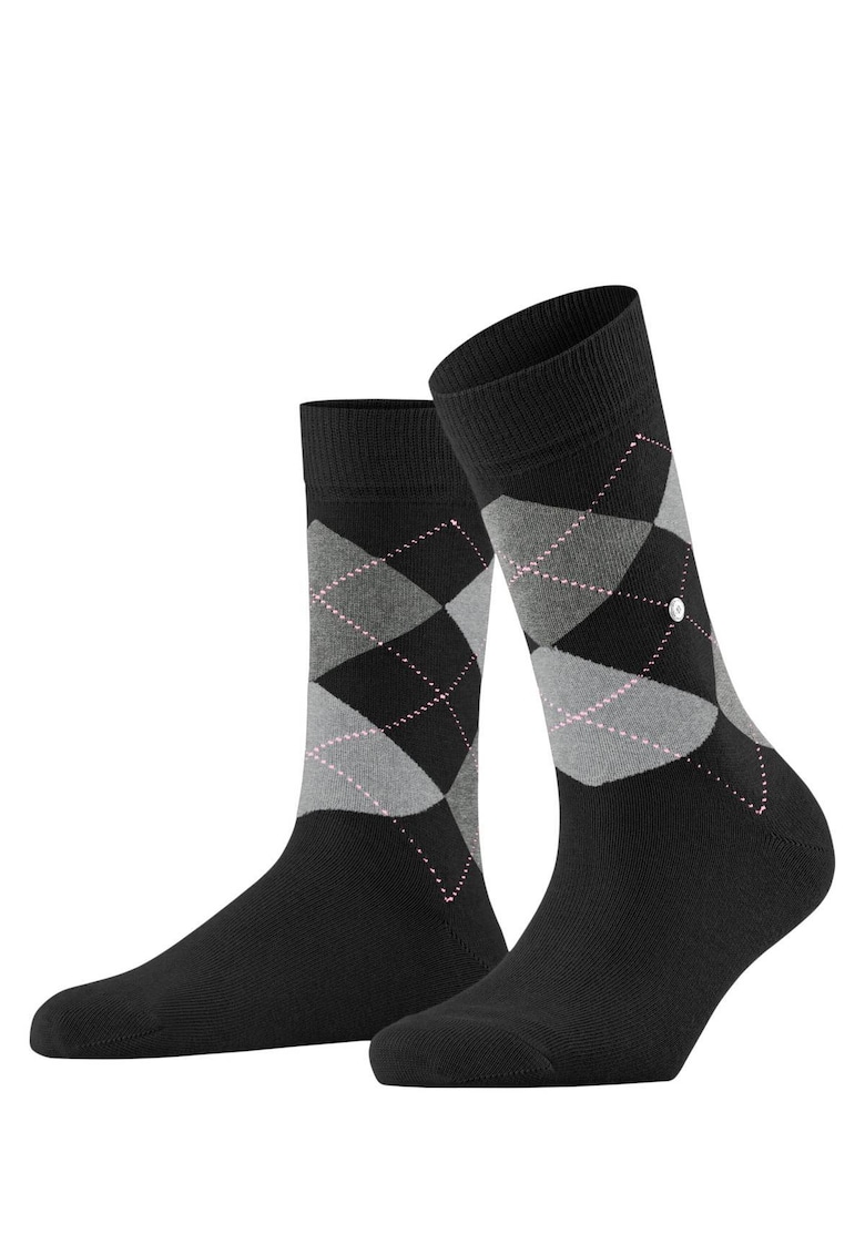 Burlington Sosete lungi cu model - Negru/Gri/Roz