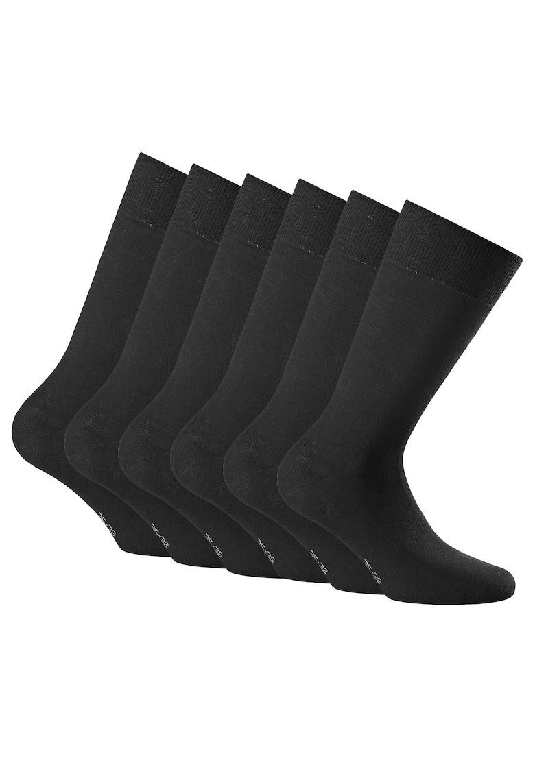 Rohner basic Rohner - Set de sosete lungi unisex - 6 perechi - Negru