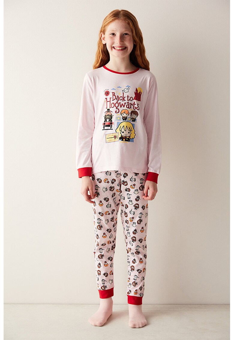 Pijama lunga cu imprimeu Harry Potter