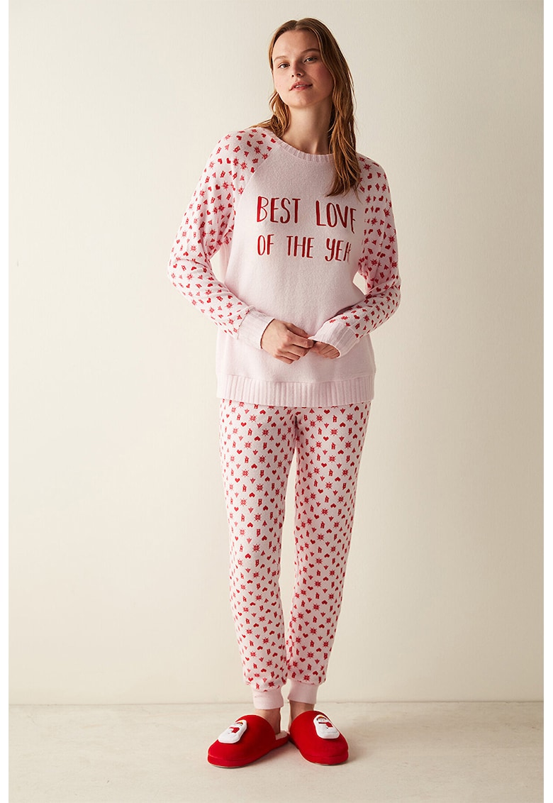Pijama lunga cu imprimeu