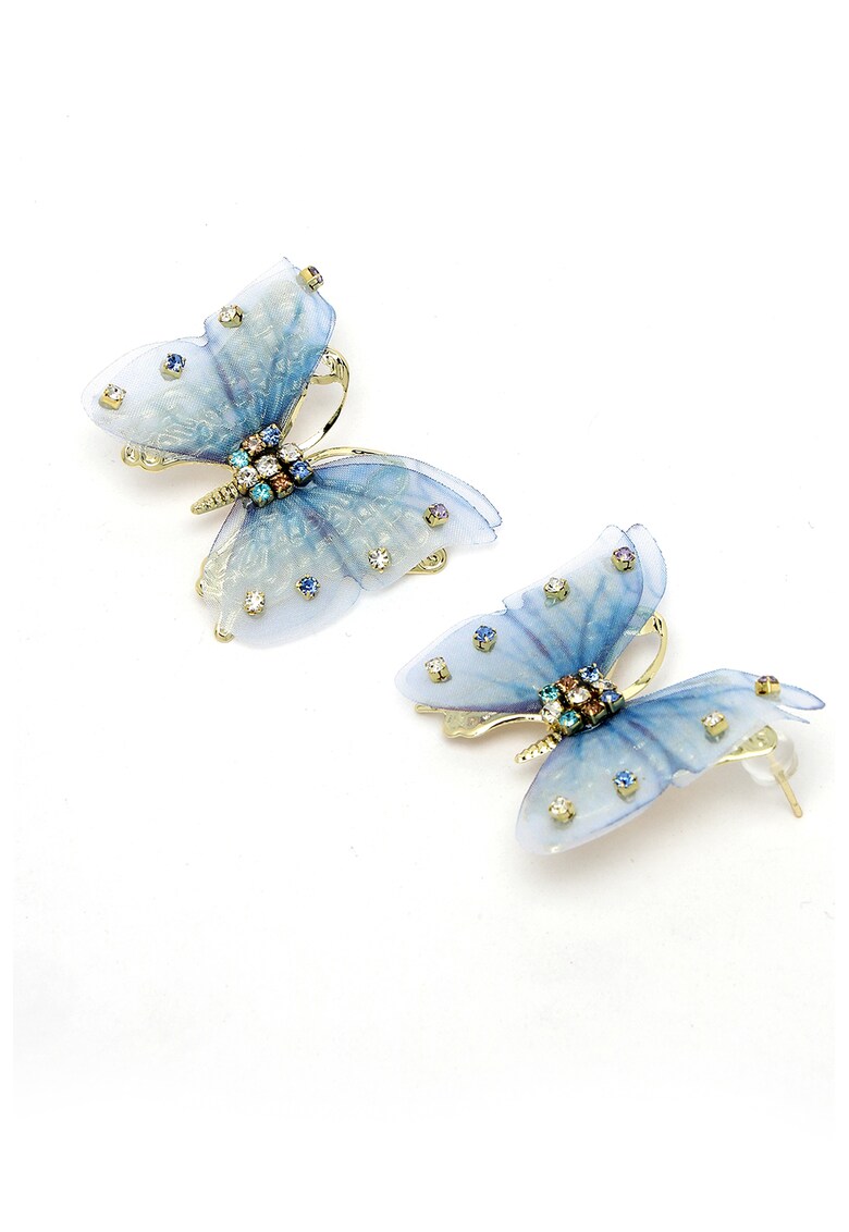 Cercei in forma de fluture cu cristale - placati cu aur