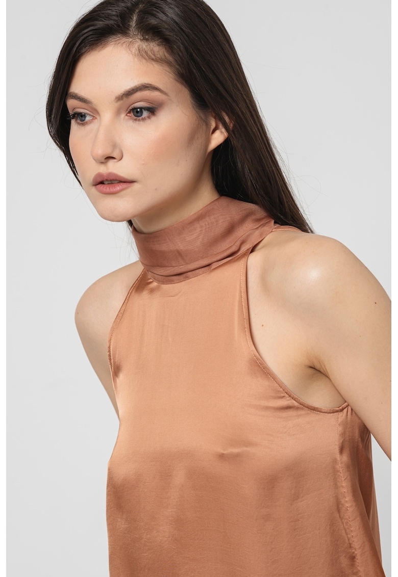 Bluza fara maneci cu aspect satinat