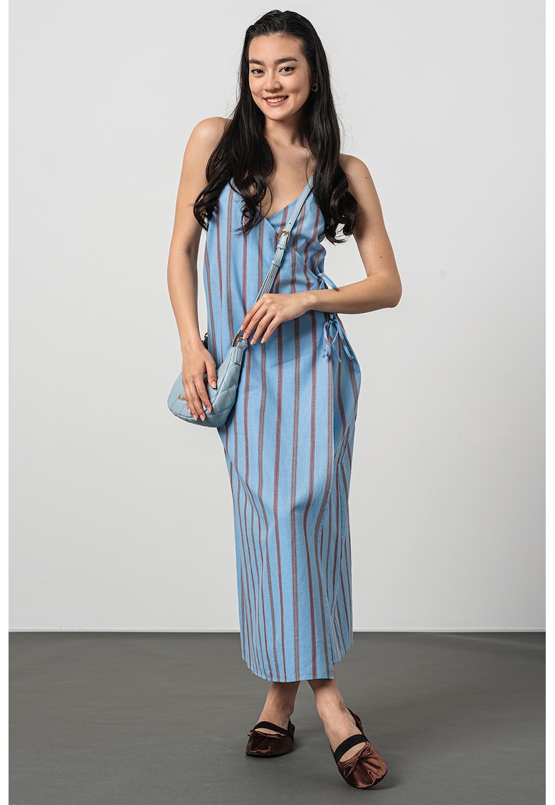 Rochie din amestec de in cu dungi Coccio