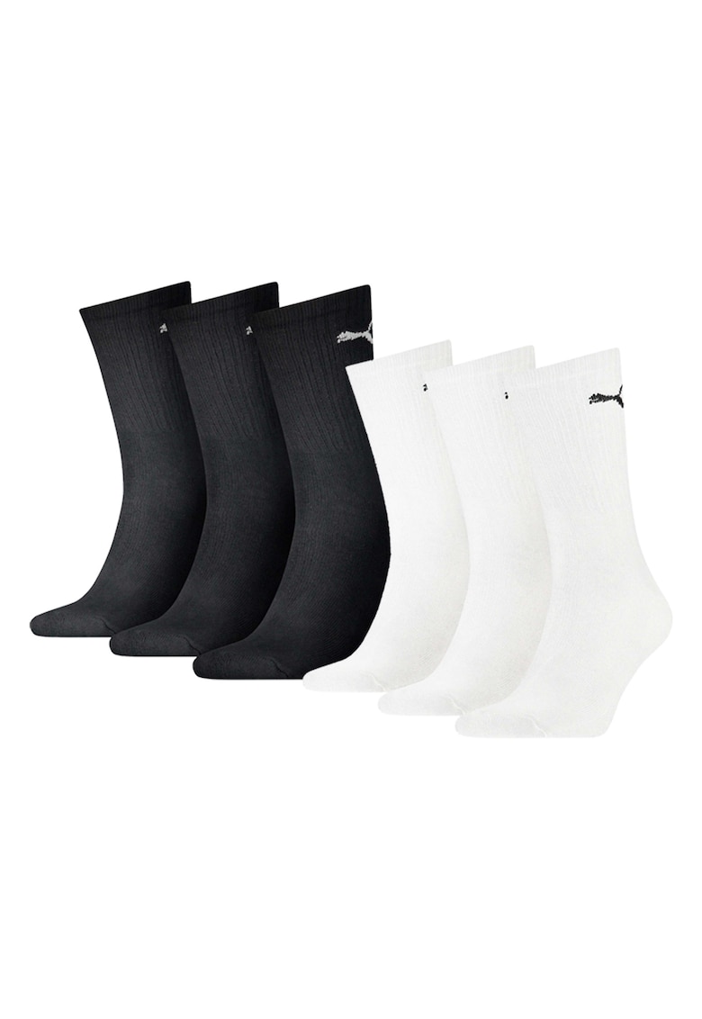 Set de sosete unisex striate - 6 perechi - Alb/Negru