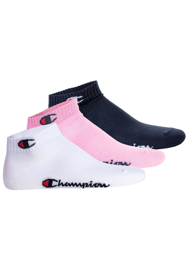 Champion Set de sosete unisex pana la glezna - 3 perechi - Alb/Roz/Albastru