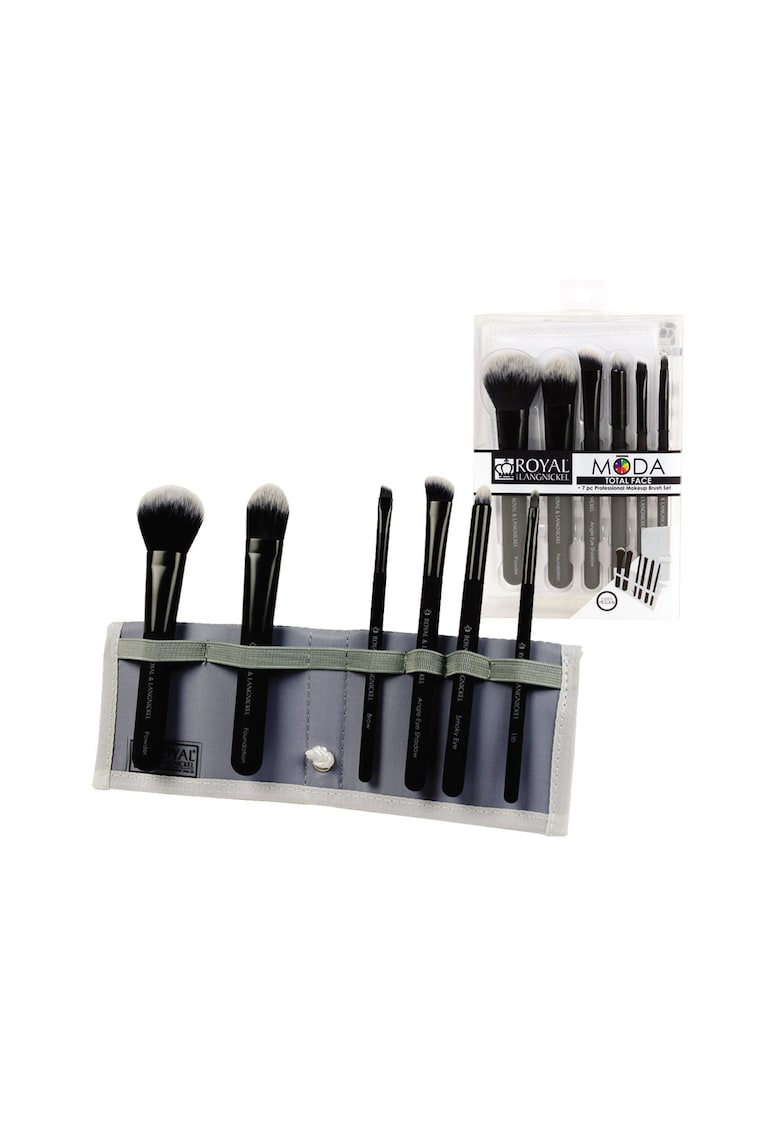 Set 7 pensule pentru machiaj - Rolay Brush - Par sintetic - Negru
