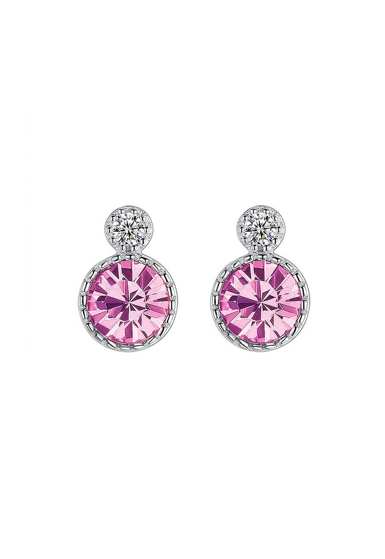 Cercei tip Majestique din Argint S925 / Rodiu - Cristal Swarovski si Zirconiu - Roz