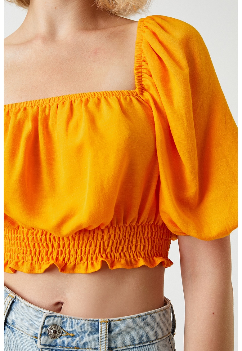 Bluza crop cu maneci bufante