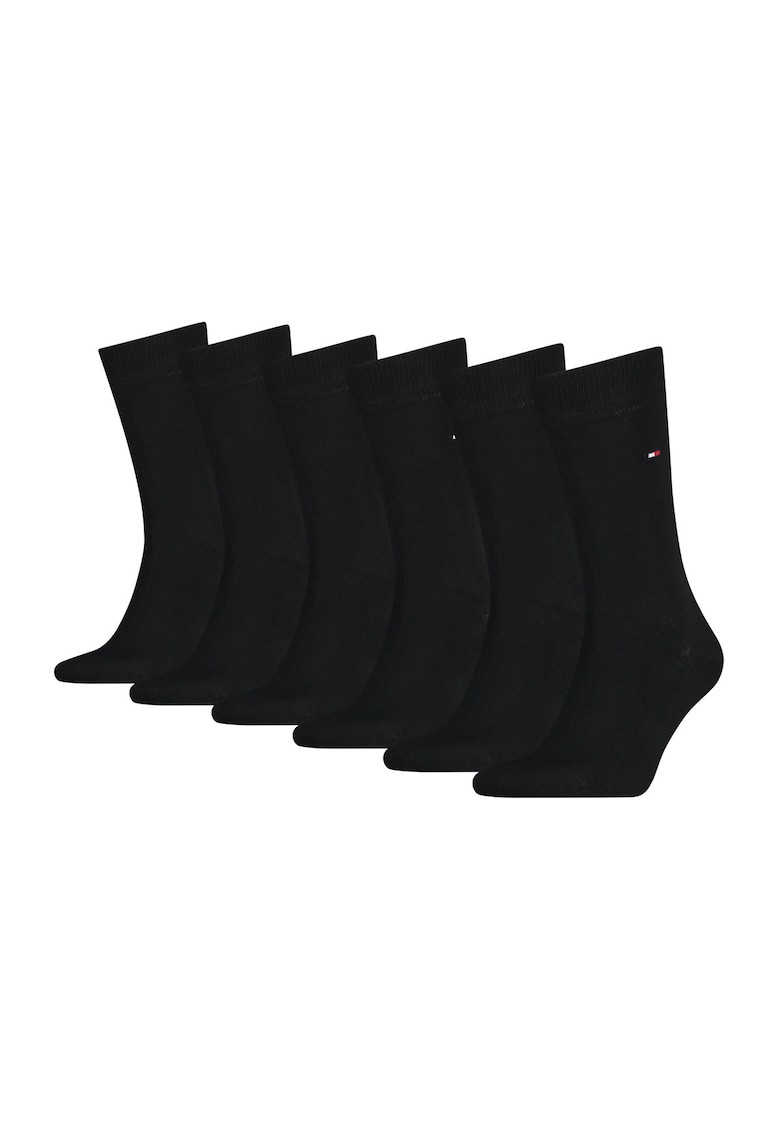Tommy Hilfiger Set de sosete lungi cu monograma discreta - 6 perechi - Negru