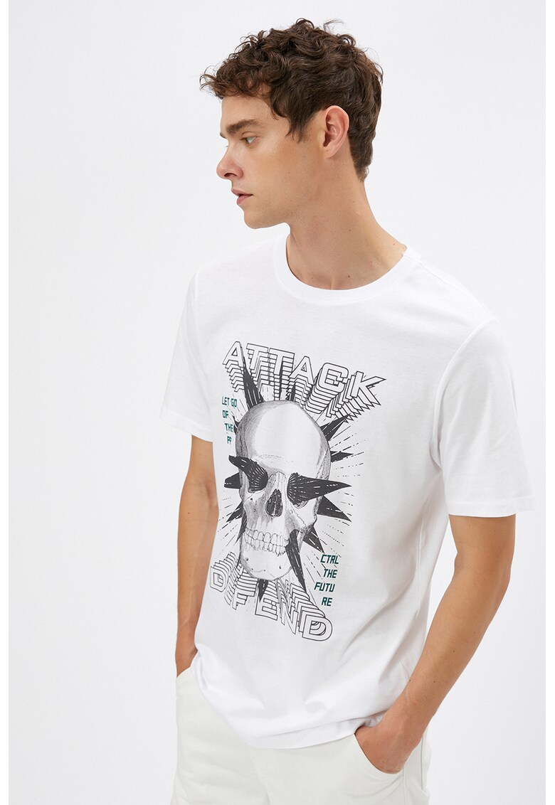 Tricou de bumbac cu imprimeu frontal