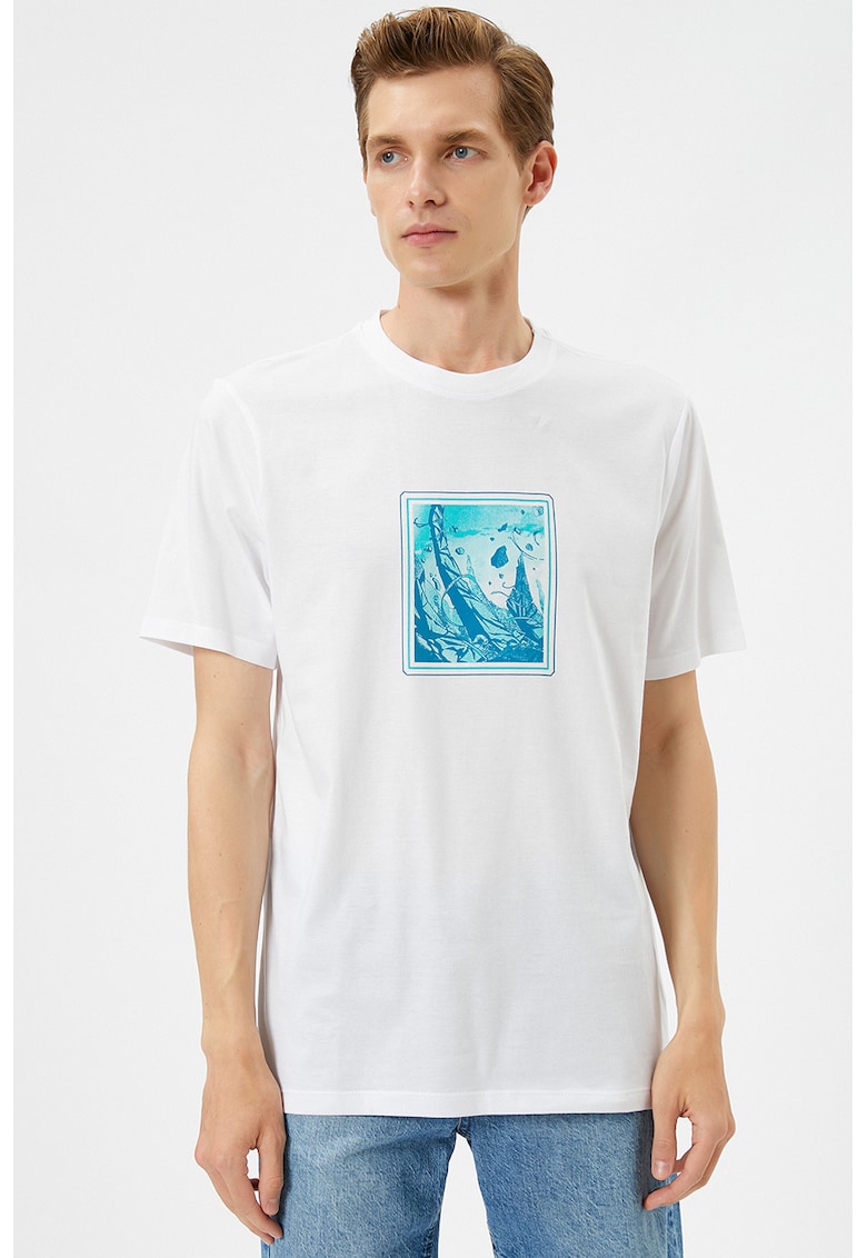 Tricou de bumbac cu imprimeu manga