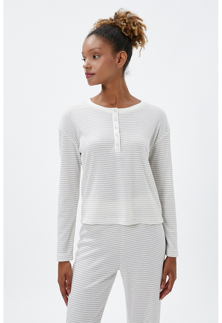 Bluza de pijama cu decolteu Henley
