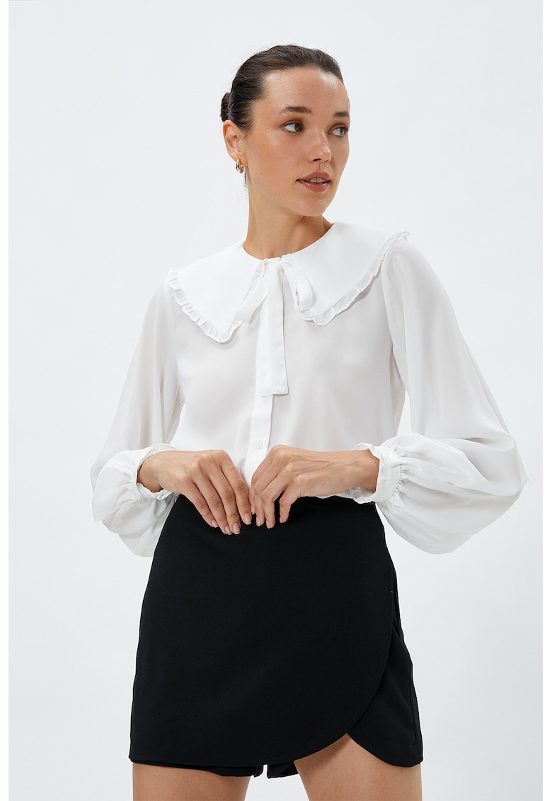 Camasa cu model uni si guler babydoll