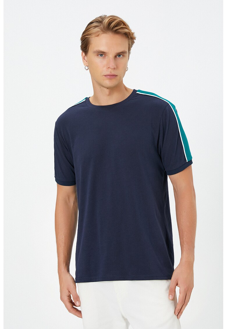 Tricou de bumbac cu iinsertii contrastante