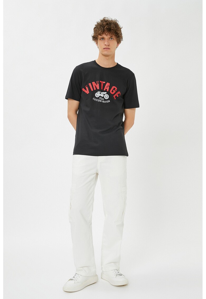 Tricou din bumbac cu imprimeu text