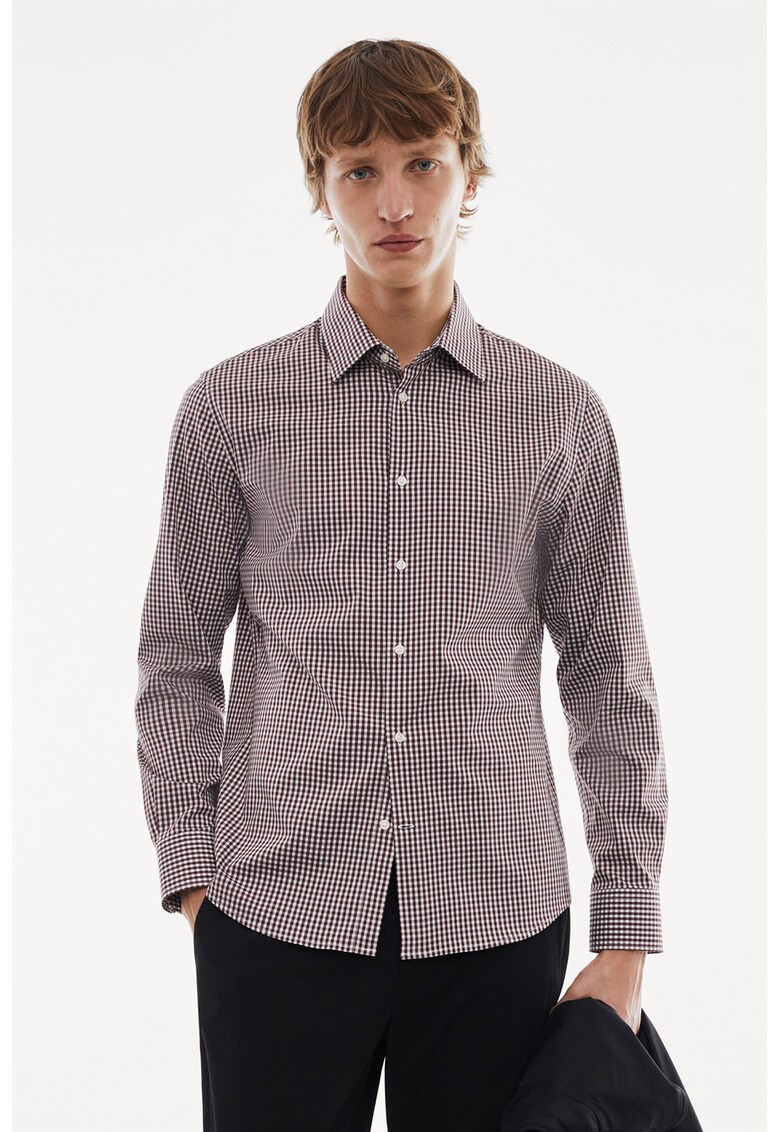 Camasa slim fit cu model gingham Cuers