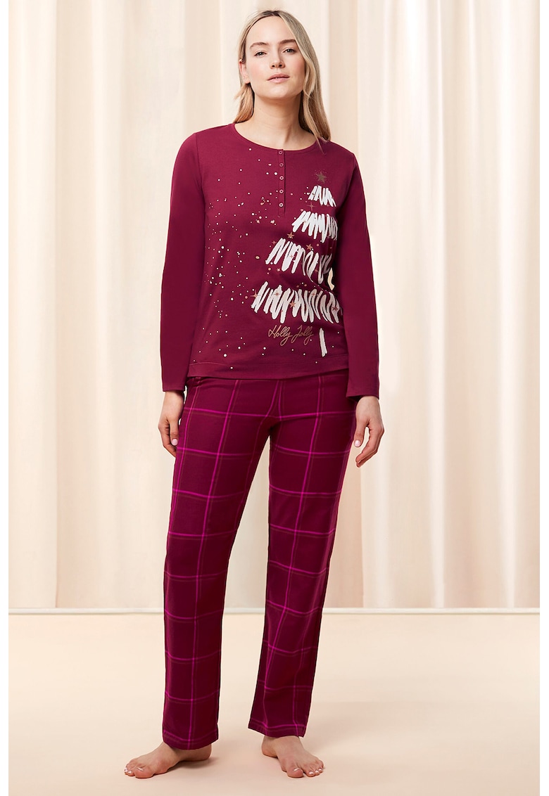 Pijama lunga cu model cu tematica de Craciun