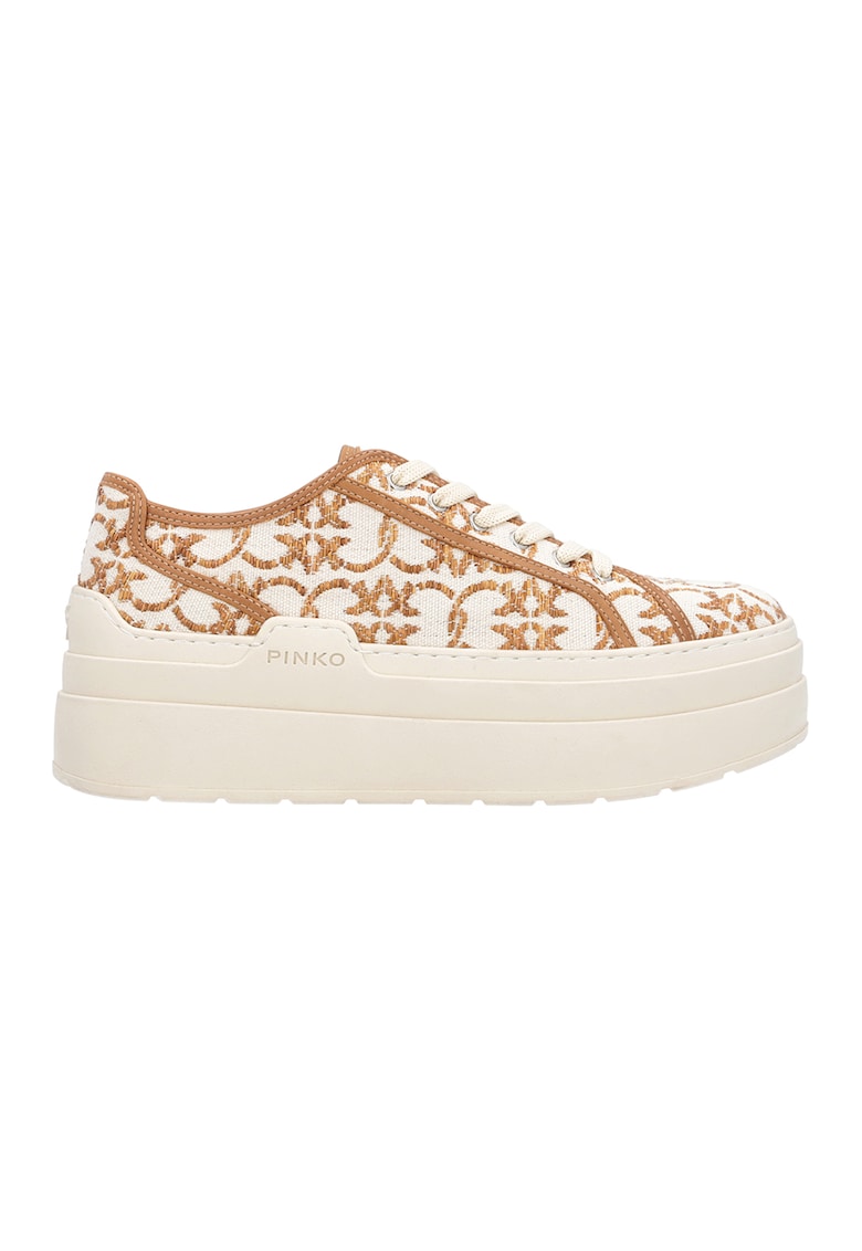 Pantofi sport flatform Jacquard - Alb/Caramel