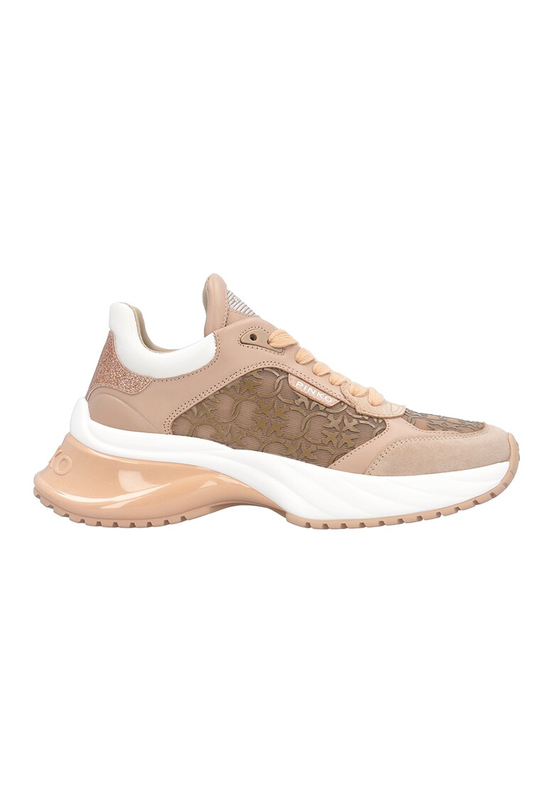 Pinko - Pantofi sport cu garnituri de piele intoarsa si piele Ariel