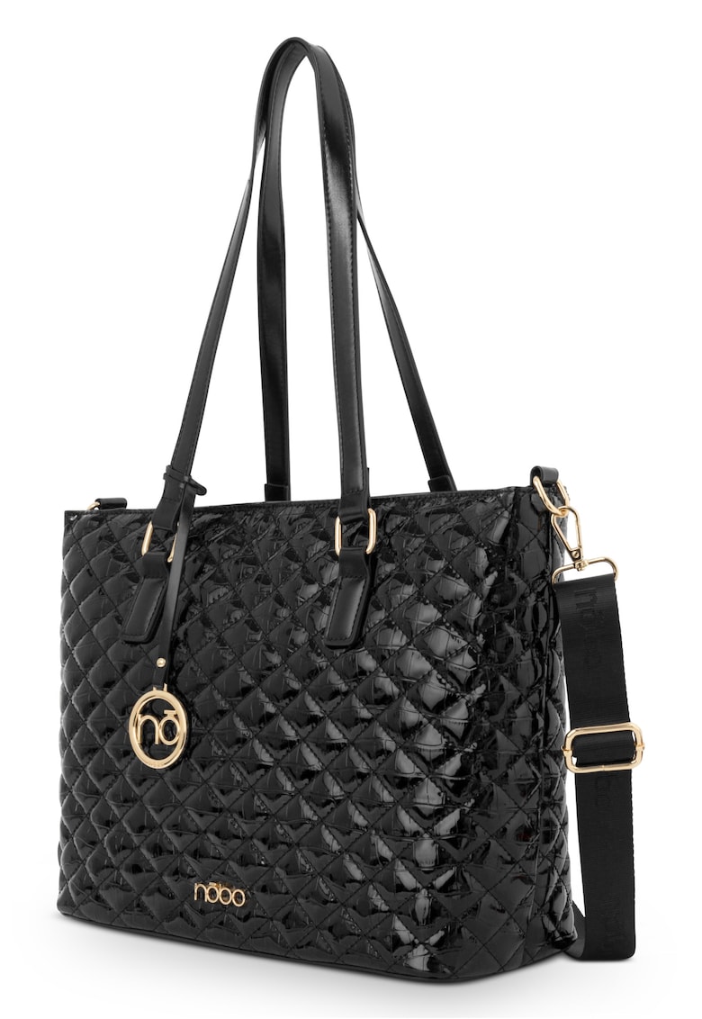 Geanta Shopper - Nbag-R1541-C020 - Matlasat - Croco - Negru