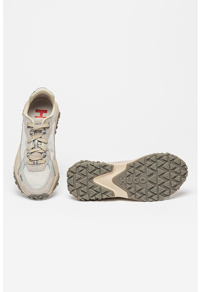 Pantofi sport cu garnituri de piele intoarsa ecologica