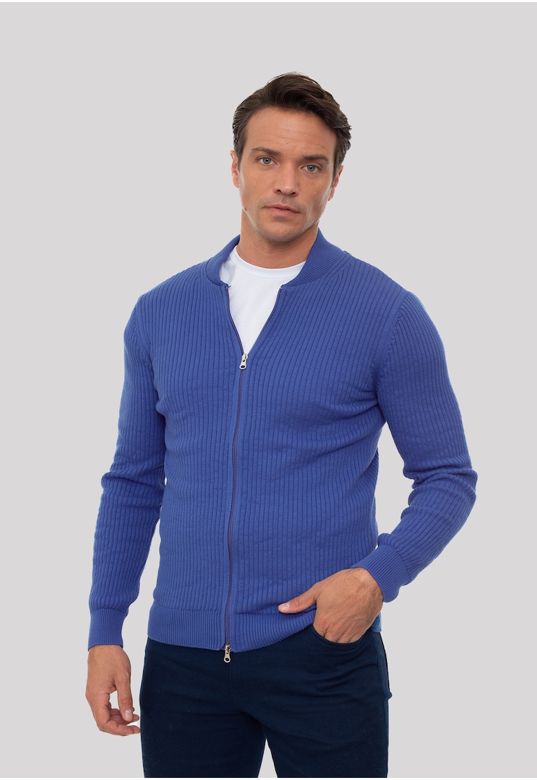 Cardigan striat cu fermoar