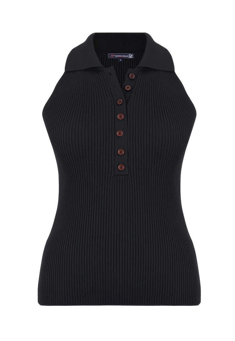 Top polo din tricot - cu striatii