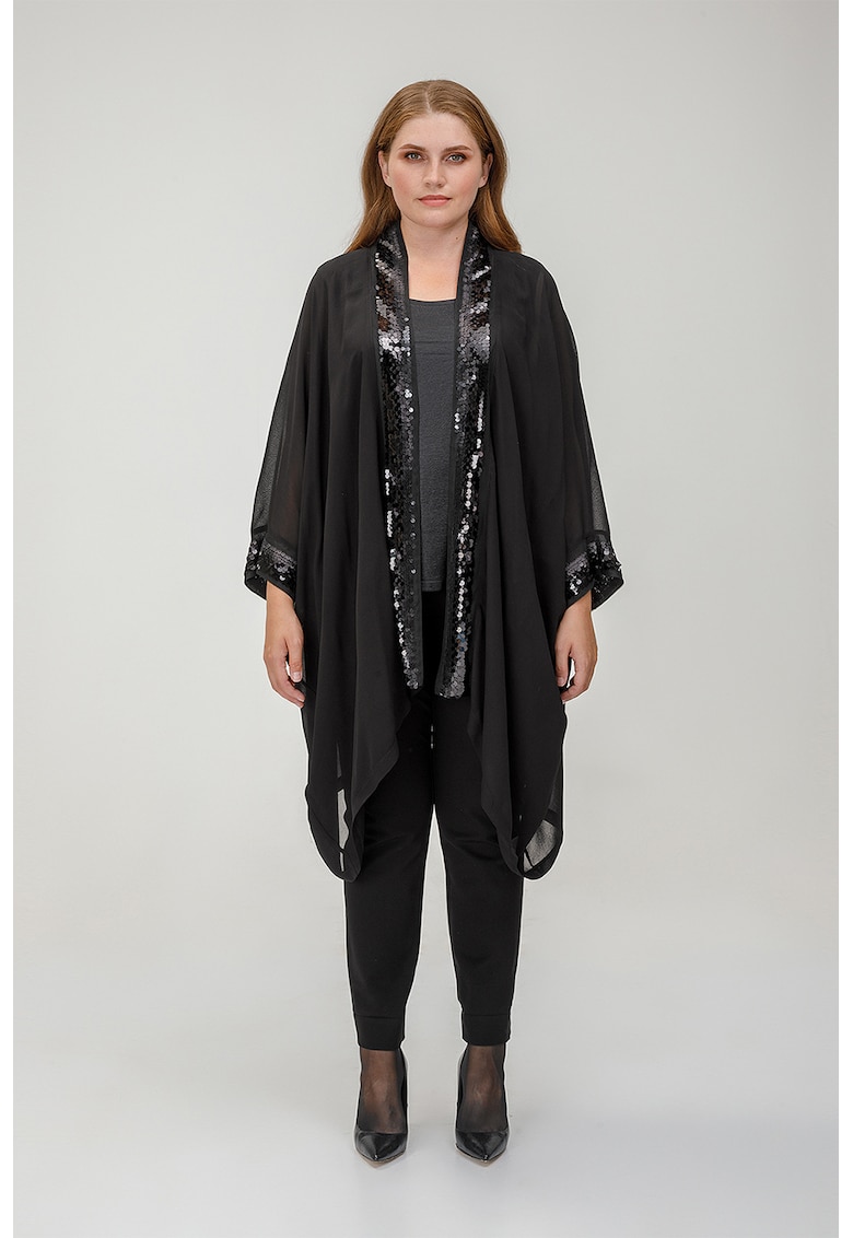 Poncho semitransparent cu aplicatii de paiete
