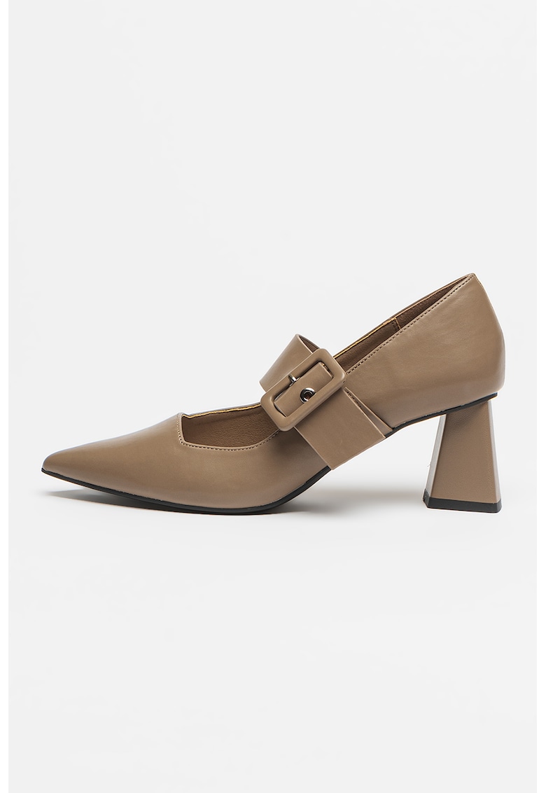 Pantofi de piele ecologica cu catarame