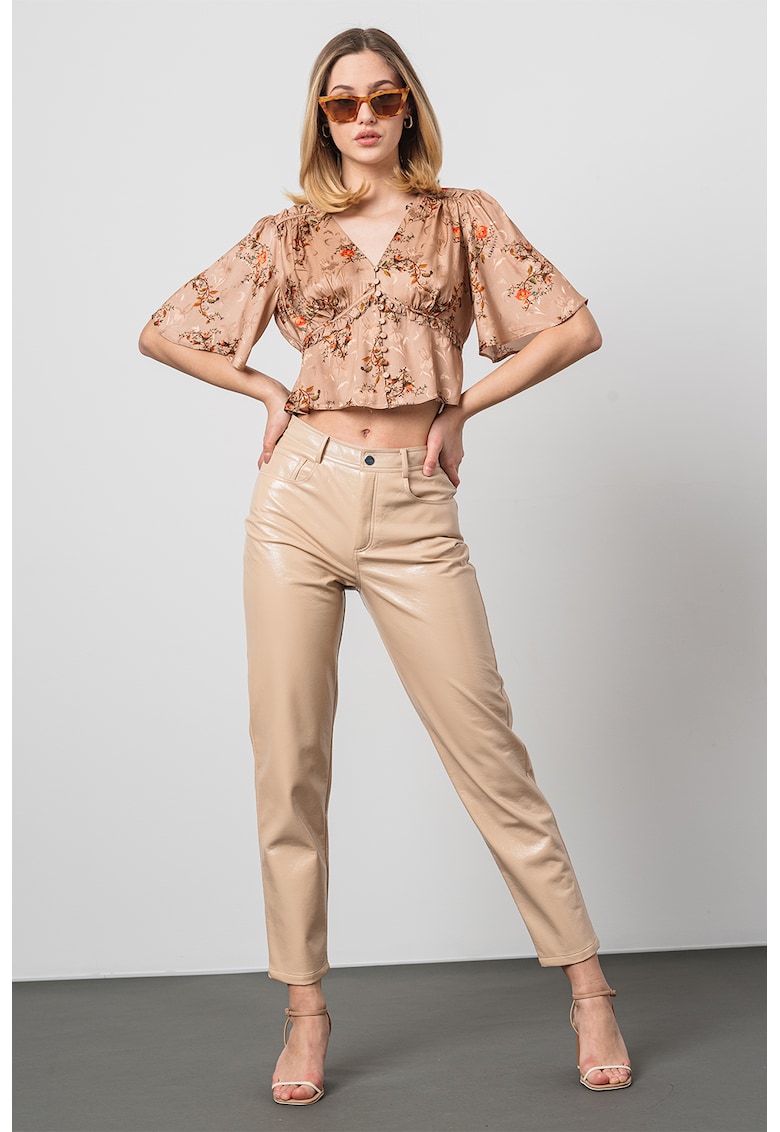 Bluza crop cu imprimeu floral