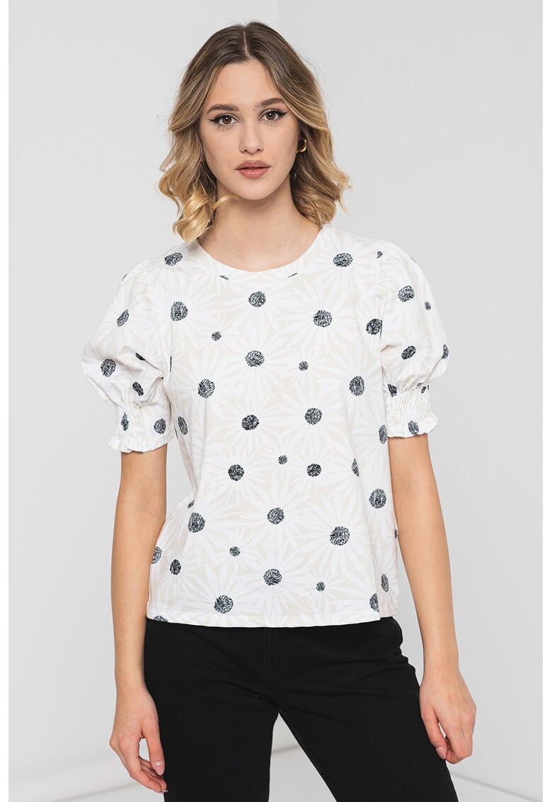 Bluza cu imprimeu si maneci bufante