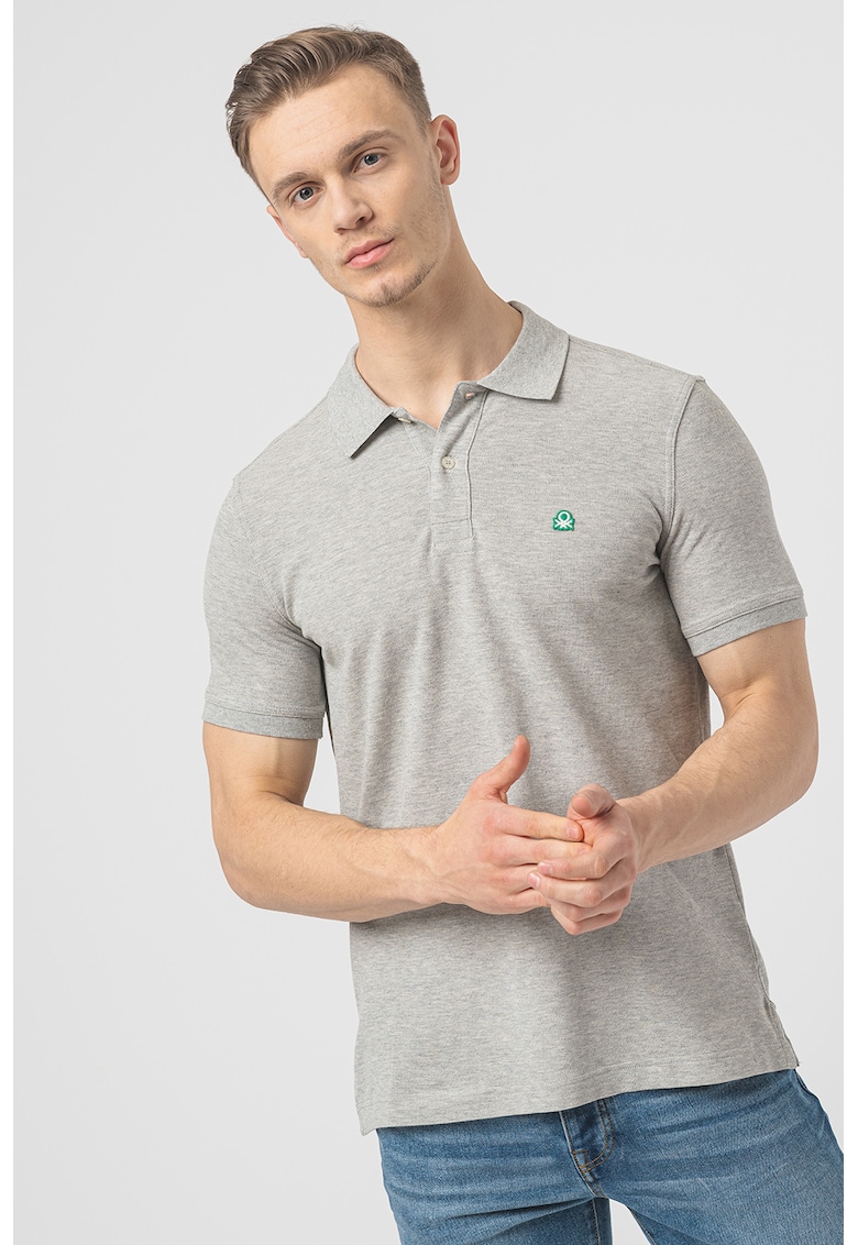 Tricou polo regular fit cu aspect pique