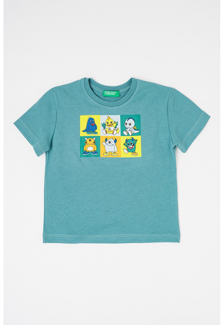 Tricou cu decolteu la baza gatului si imprimeu