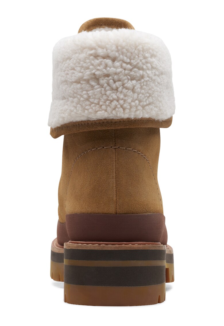 Bocanci din piele intoarsa cu garnitura din blana shearling sintetica Orianna