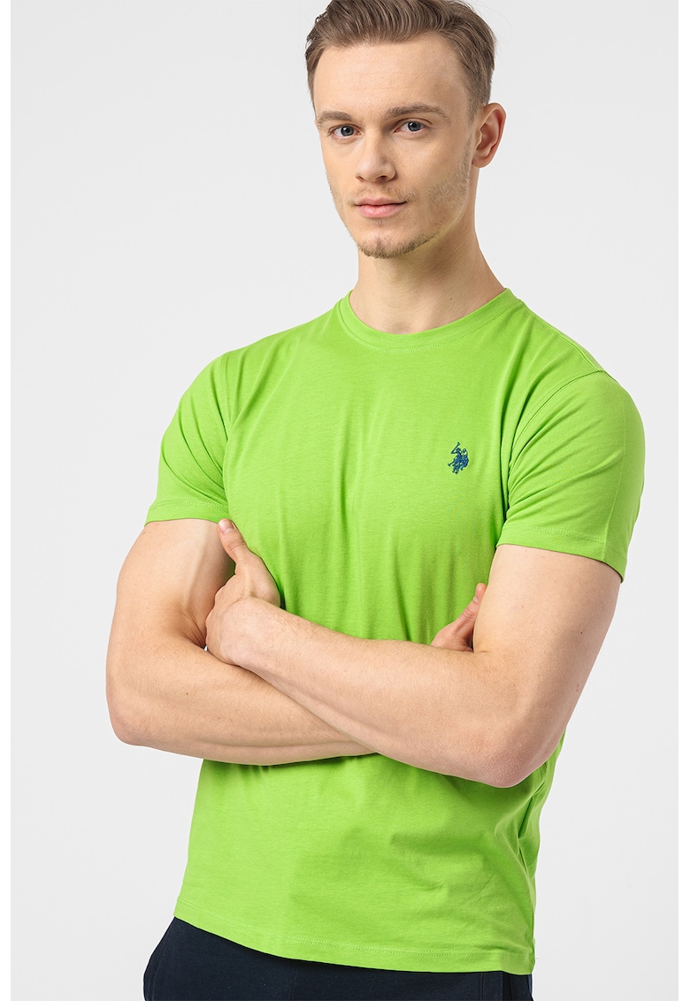 Tricou regular fit cu decolteu la baza gatului