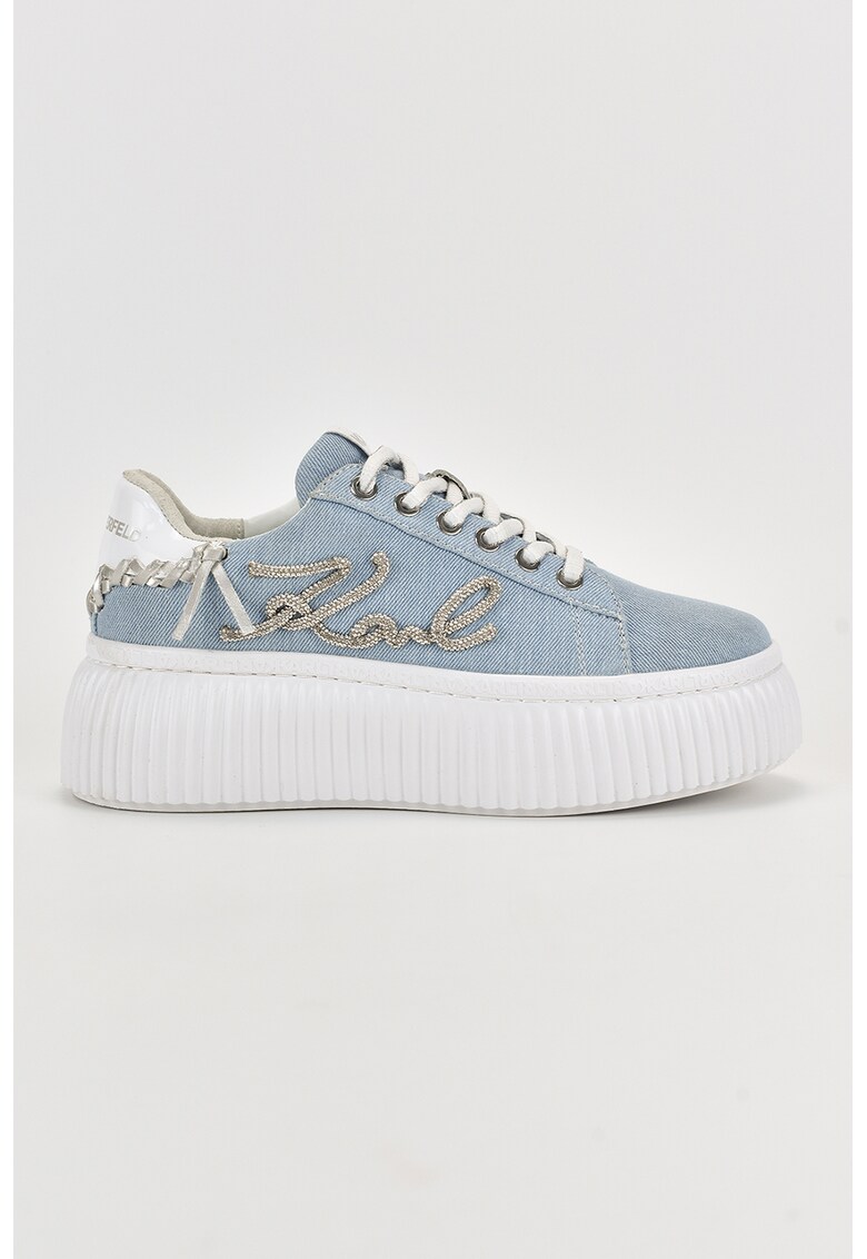 Pantofi sport flatform din denim - Albastru deschis