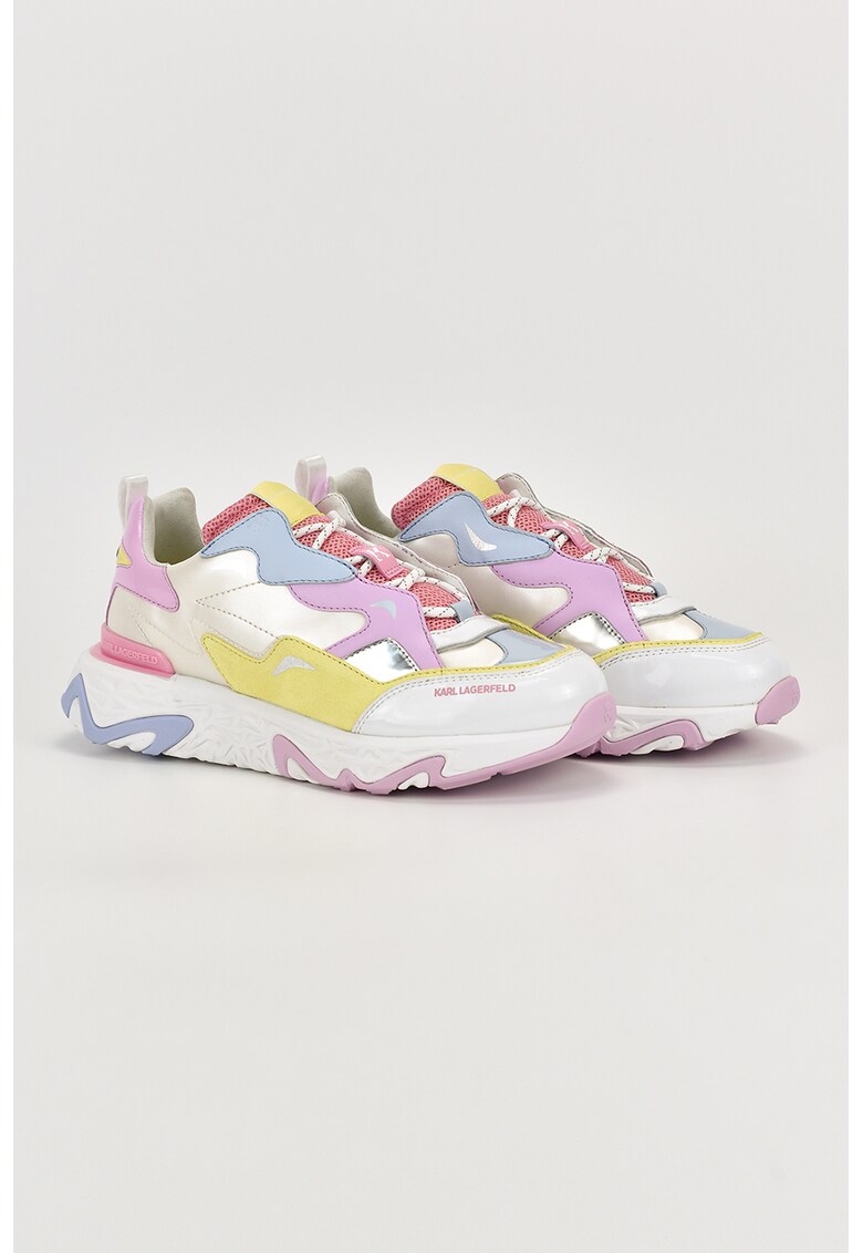 Pantofi sport de piele cu accente colorblock