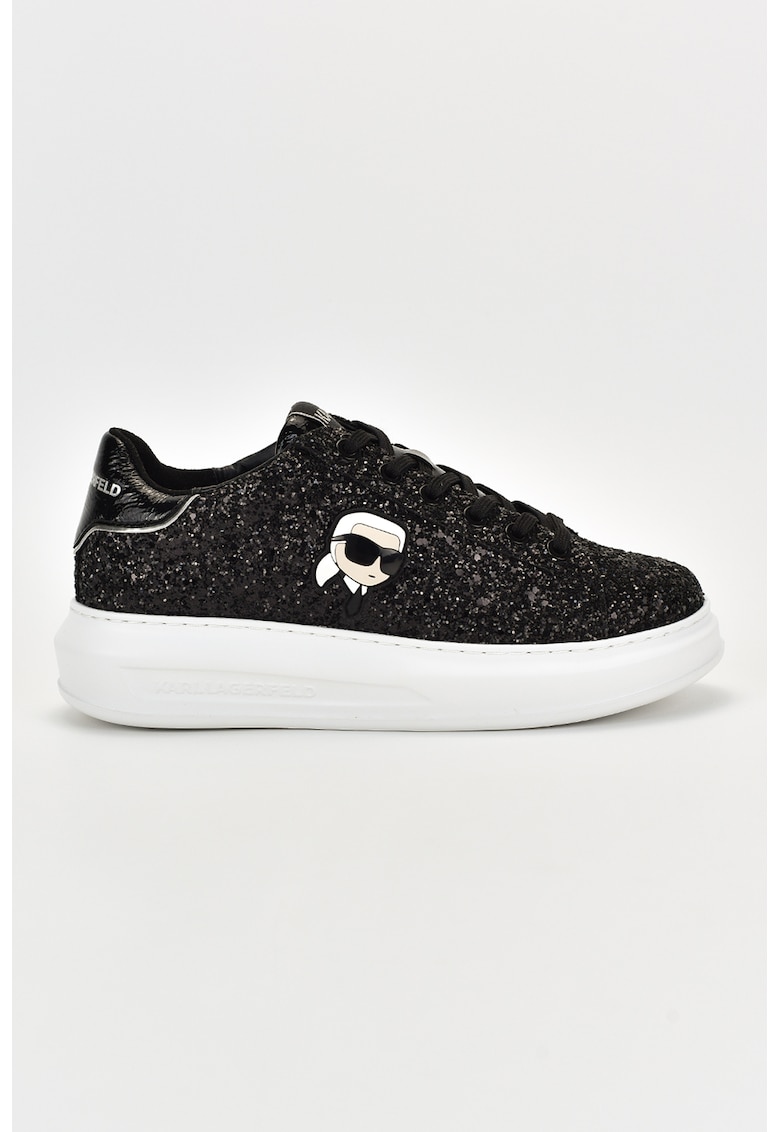 Pantofi sport cu garnituri de piele - Negru