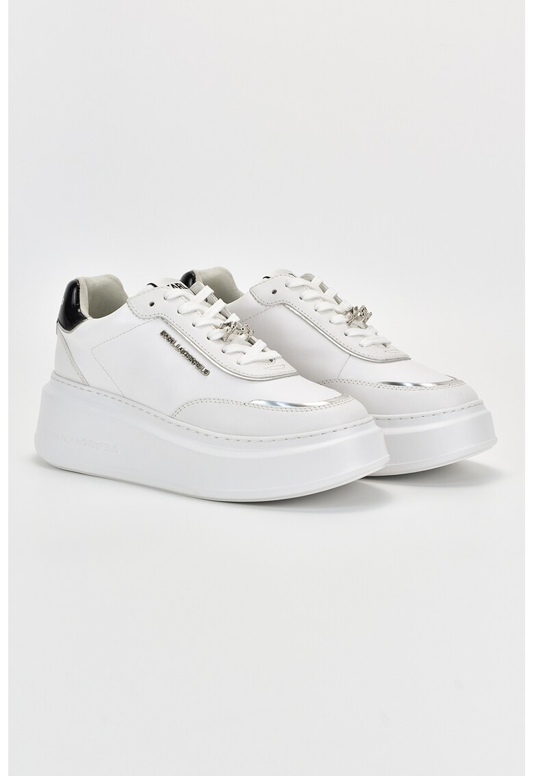 Pantofi sport wedge de piele cu logo