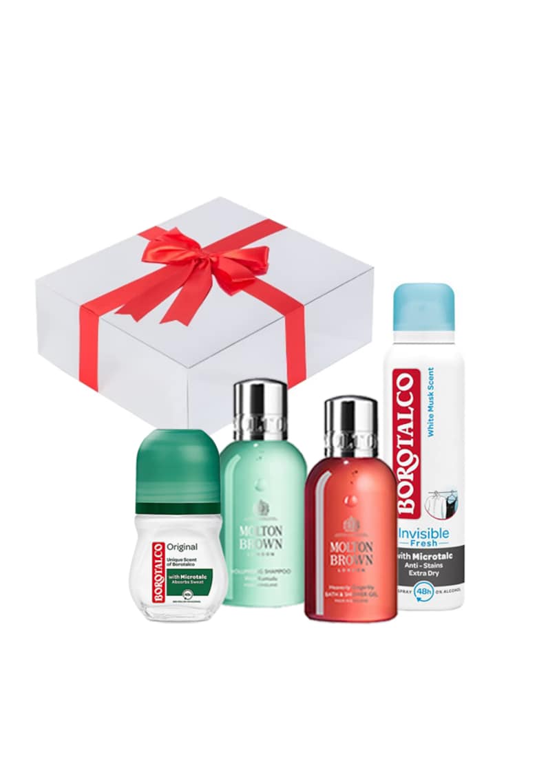 Set Energy and Vitality - Femei - Deodorant  Spray Invisible Fresh + 150 ml - Deodorant Borotalco Roll-On Original + 50 ml Gel de dus Gingerlily 100ml + Sampon de volum Kumudu 100 ml