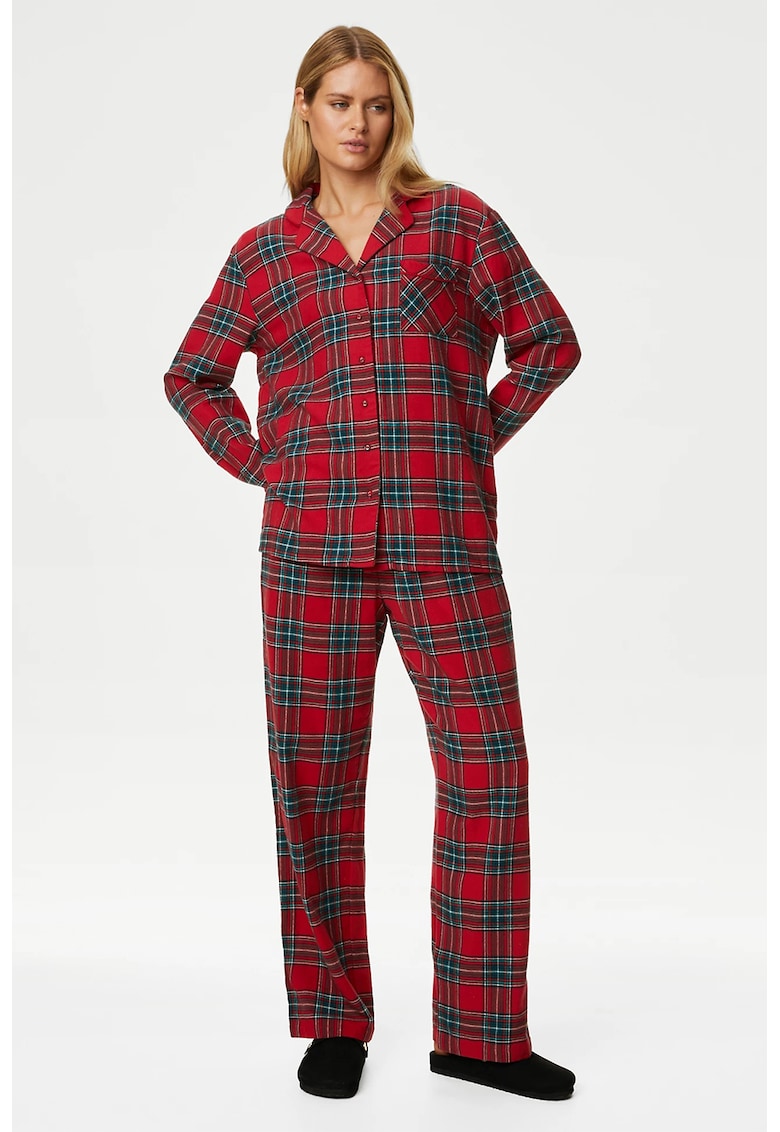 Pijama in carouri cu buzunar pe piept