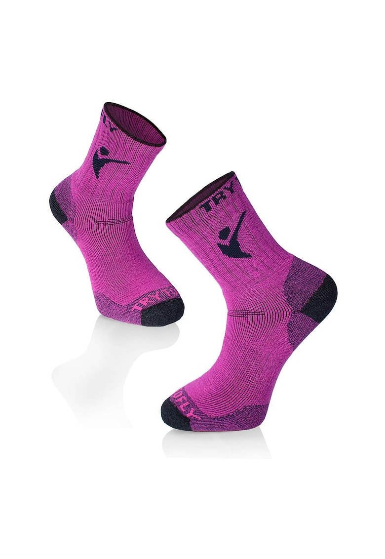 Sosete groase pentru Drumetie din Lana de Merinos Fucsia