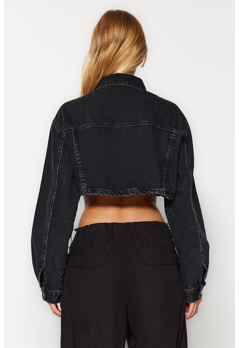 Jacheta crop de denim